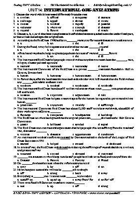 Bài tập Tiếng Anh Khối 12 - Unit 14 International organizations